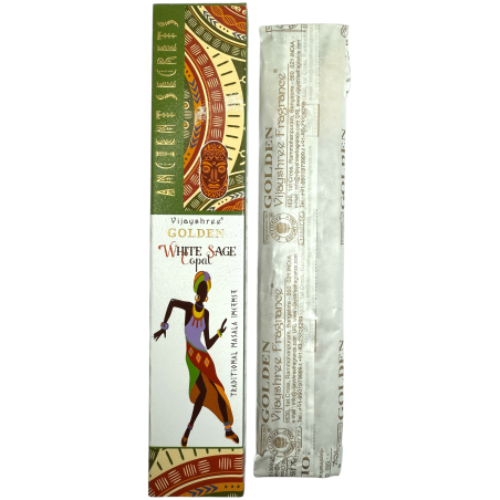 Incienso Copal Dorado y Salvia Blanca Golden Ancient Secrets Vijayshree - Cajetilla de 15gr.