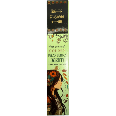 Palo Santo und Jasmin Räucherstäbchen Golden Fusion Vijayshree - 15gr Packung.