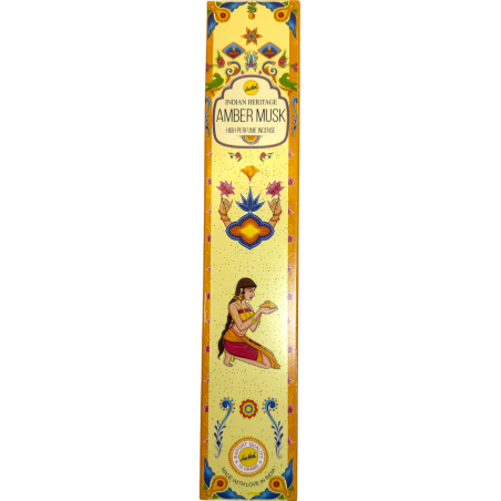 Incenso Âmbar Almíscar SREE VANI Golden India - 1 pacote de 15gr.