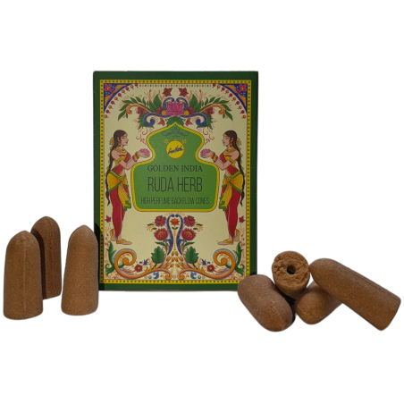 Räucherkegel Reflux Rue SREE VANI Golden India - Packung mit 10 Blackflow-Kegeln