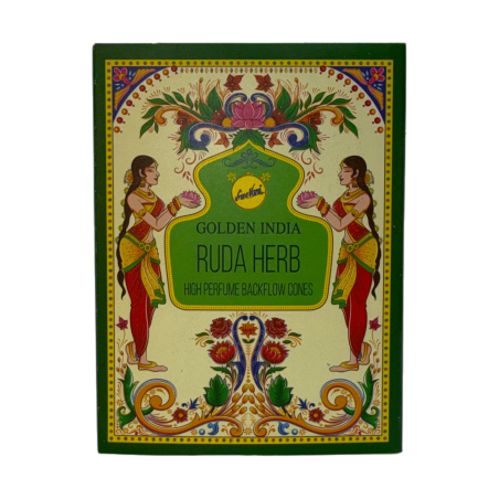 Cones de Incenso Reflux Rue SREE VANI Golden India - Pacote de 10 cones blackflow