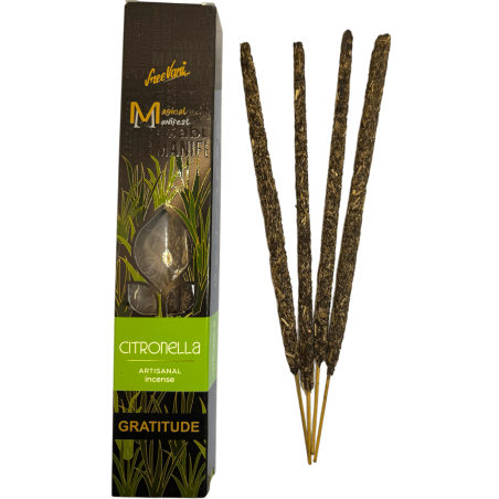 Encens à la citronnelle Gratitude Manifest SREE VANI - Encens naturel fait à la main - 4 barres épaisses Qualité extra