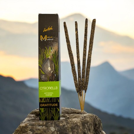 Incenso de Citronela Gratitude Manifest SREE VANI - Incenso Natural Feito à Mão - 4 barras grossas Qualidade extra
