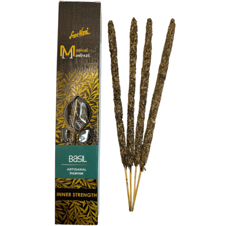 Incenso de Manjericão Força Interna Manifesto SREE VANI - Incenso Artesanal Natural - 4 barras grossas de qualidade extra