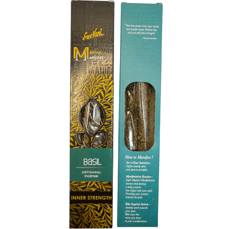 Incenso de Manjericão Força Interna Manifesto SREE VANI - Incenso Artesanal Natural - 4 barras grossas de qualidade extra