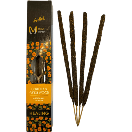 Calendula and Sandelwood Healing Incense Manifest SREE VANI - Natural Organic Artisan Incense - 4 tjocka kvalitetsbarer
