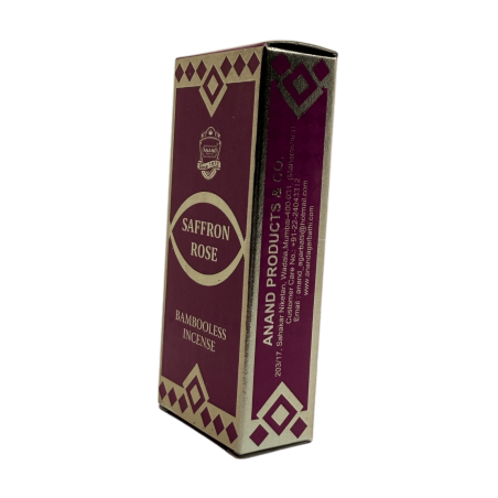 Dhoop Weihrauch Safran Rosen ANAND Bambuslos Weihrauch Safran Rose - 1 Packung mit 15 Riegeln