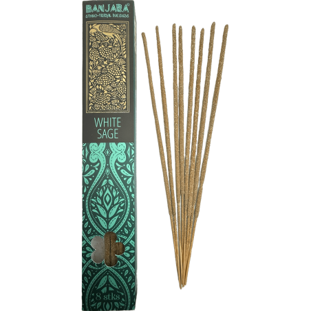 Witte Salie Wierook BANJARA Extra Lange Etnische Tribal - 8 natuurlijke masala wierookstokjes
