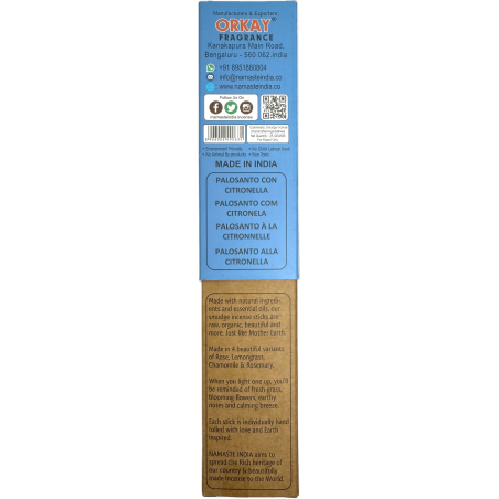 Naturalne kadzidło Palo Santo i Citronella NAMASTE INDIA inspirowane ziemią - 25gr pudełko organicznych kadzideł