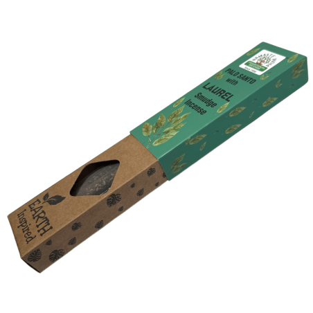 Incenso Naturale Palo Santo e Alloro NAMASTE INDIA Terra Ispirato - Scatola da 25gr di Incenso Biologico