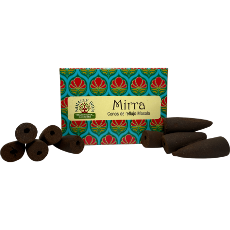 Cones de Refluxo de Mirra NAMASTE INDIA - 10 cones de incenso blackflow