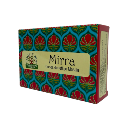 Cones de Refluxo de Mirra NAMASTE INDIA - 10 cones de incenso blackflow