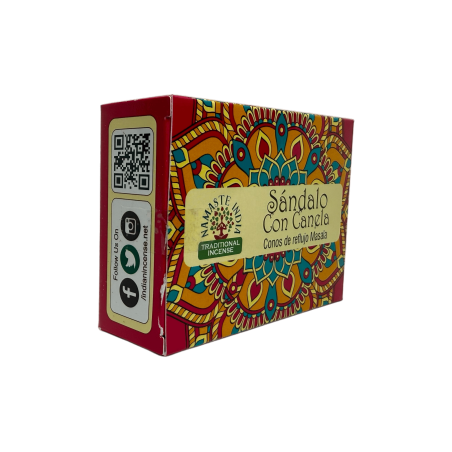 Cones de Refluxo de Sândalo com NAMASTE INDIA de Canela - 10 cones de incenso blackflow