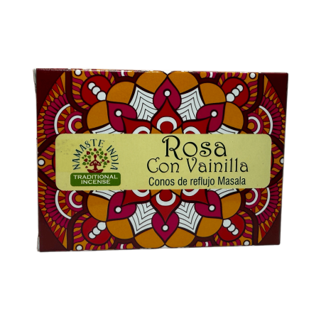 Rosa Reflux Cones med Vanilla NAMASTE INDIA - 10 blackflow rökelsekoner