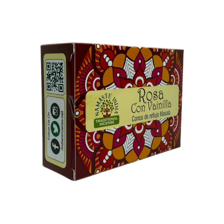 Rosa Reflux Cones med Vanilla NAMASTE INDIA - 10 blackflow rökelsekoner