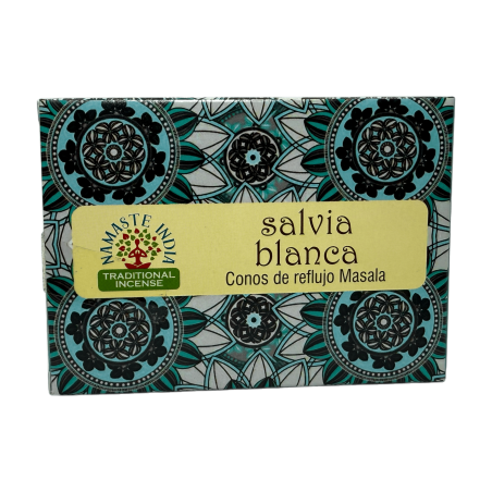 Cônes de Reflux Sauge Blanche NAMASTE INDIA - 10 cônes d’encens blackflow