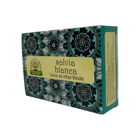 Cônes de Reflux Sauge Blanche NAMASTE INDIA - 10 cônes d’encens blackflow