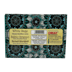 White Sage Reflux Cones NAMASTE INDIA - 10 blackflow incense cones