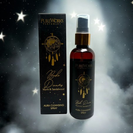 Spray Ambientador Esoterico Sueños Bohemios PureWorks Boho Dreams Mirra i Sándalo Aura Cleansing Spray 100ml.