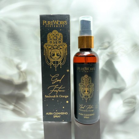 Spray Ambientador Esotérico Good Fortune PureWorks Good Fortune Patchouli e Laranja Aura Spray de Limpeza 100ml.