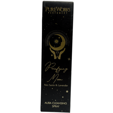 Spray-ul ezoteric pentru odorizante PureWorks Moon, Palo Santo și lavandă, Spray-ul de curățare purificator Purifying Moon Aura