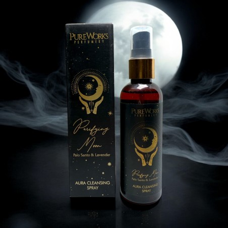 Spray-ul ezoteric pentru odorizante PureWorks Moon, Palo Santo și lavandă, Spray-ul de curățare purificator Purifying Moon Aura