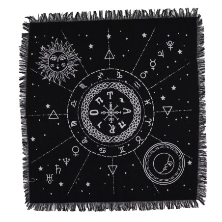 Altar Cloth with Esoteric Fringes Moon and Sun - 50x50cm