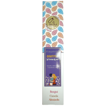 Gratitude Organic Incense Blissful Blends Vijayshree Benzoë, Kaneel en Muskus - 25gr Doos.