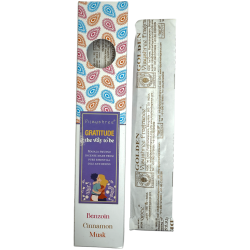 Inciens orgànic Gratitud Blissful Blends Vijayshree Benjuí, Canela i Almizcle - Cajita de 25gr.