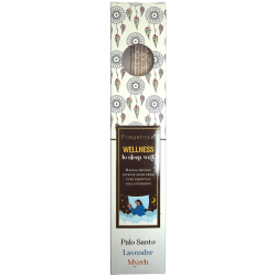 Incienso orgánico Bienestar Blissful Blends Vijayshree Palo Santo, Lavanda y Mirra - Cajita de 25gr.