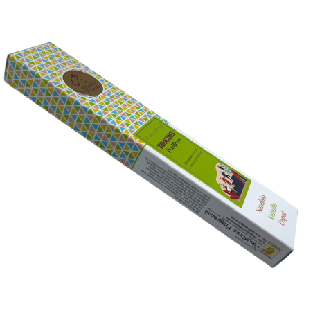 Encens Bio Vibrations Positives Blissful mélanges Vijayshree Bois de Santal, Vanille et Copal - Boîte de 25gr.