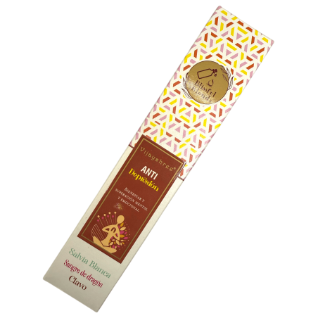 Blissful Blends Vijayshree Witte Salie, Drakenbloed en Kruidnagel Biologische Anti-Depressie Wierook - 25gr Doos.