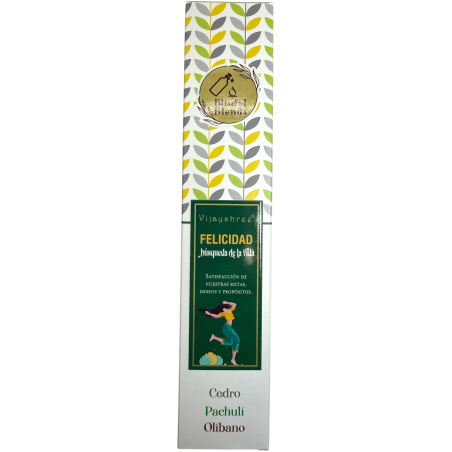 Happiness Blissful Blends Vijayshree Cèdre, Patchouli et Encens Encens Bio - Boîte de 25gr.