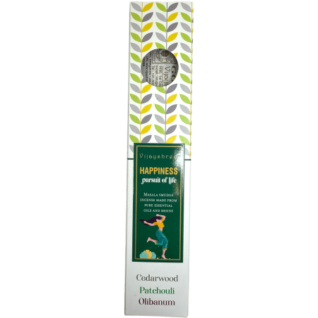 Happiness Blissful Blends Vijayshree Cedru, Patchouli și tămâie Tămâie Organică - Cutie 25gr.