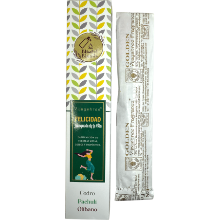 يمزج Happiness Blissful بين Vijayshree Cedar و Patchouli و اللبان البخور العضوي - علبة 25 غرام.