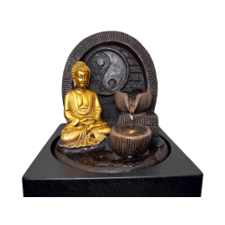 Font de Buda amb LED 18x18x23cm - Font d'Interior de Resina - HOSTENATURA