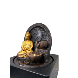 Fontana Buddha con LED 18x18x23cm - Fontana da Interno in Resina - HOSTENATURA