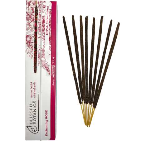 Organic Incense Blissful Botanics Rose TULASI Natural Artisan - Lovely Rose - 8 Organic Incense Sticks