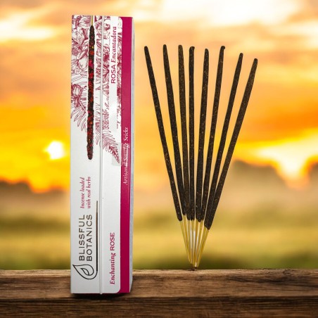 Organic Incense Blissful Botanics Rose TULASI Natural Artisan - Lovely Rose - 8 Organic Incense Sticks