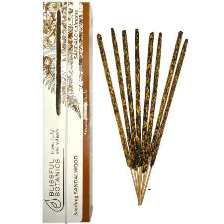 Encens Bois de Santal Bio Blissful Botanics TULASI Natural Artisan - Bois de Santal Apaisant - 8 bâtonnets d’encens bio