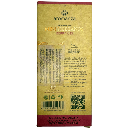 Mini incenso tibetano Berry Kiss Aromanza Argentina - 8 bastoncini di incenso durata 40min - Dolcezza di casa