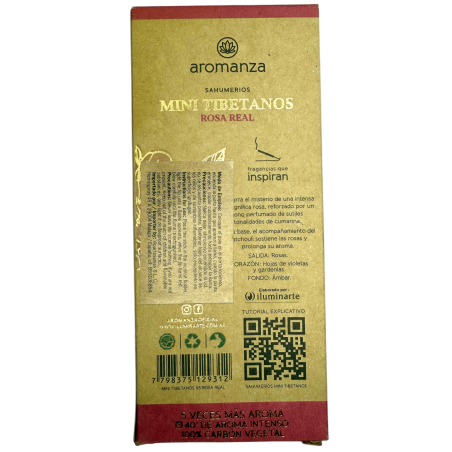 Incienso Mini Tibetanos Rosa Real Aromanza Argentina - 8 sahumeris 40min durada - Amor