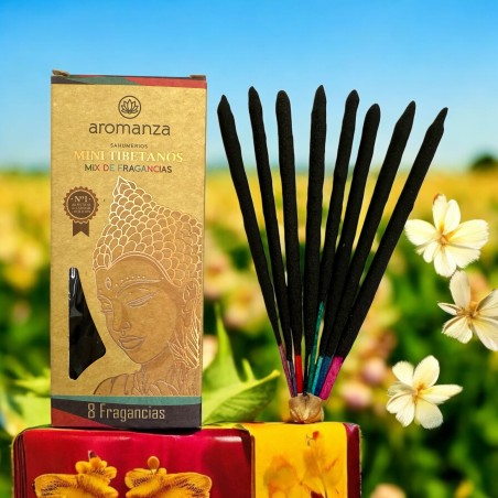 Incienso Mini Tibetanos Mix de Fragancias Aromanza Argentina - 8 sahumerios 40min duración - 8 Fragancias