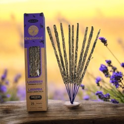 Lavendel-Räucherstäbchen – handgefertigt – 25 g – hergestellt in Indien – 100 % natürlich – ULLAS Bio-Räucherstäbchen