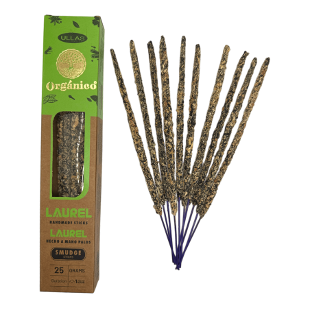 Incenso Ullas Laurel - Feito à mão - 25g - Fabricado na Índia - 100% natural - Incenso orgânico ULLAS