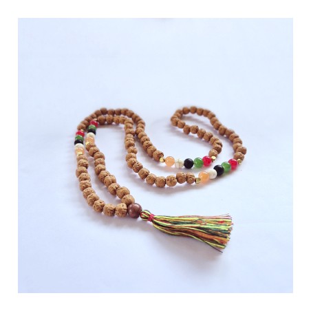 Colar Mala Bali Energia dos Cinco Elementos - 108 Rudraksha