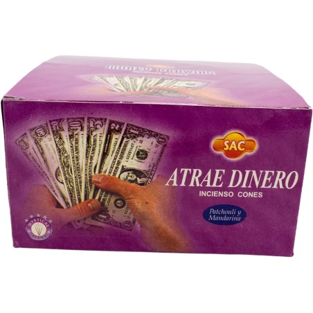 SAC Cone Box trekt geld aan Patchouli en Mandarijn - 12 dozen van 10 kegels 120 kegels