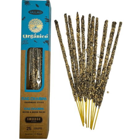 Nag Champa お香 - 手作り - 25g - インド製 - 100% 天然 - ULLASオーガニックお香