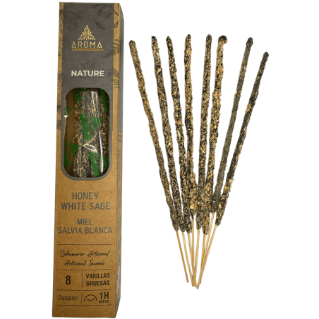 Encens Orgànic Mel Salvia Blanca AROMA Nature - 8 varetes 1h durada
