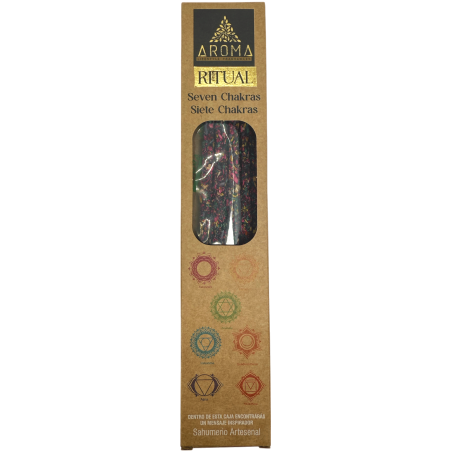 Bio Ritualräucherwerk 7 Chakren AROMA Handgemachtes Räucherstäbchen - Box mit 8 Räucherstäbchen - 1 Stunde Wirkungsdauer
